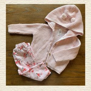 Carter’s Pink Knit Sweater and Flower Pant Outfit